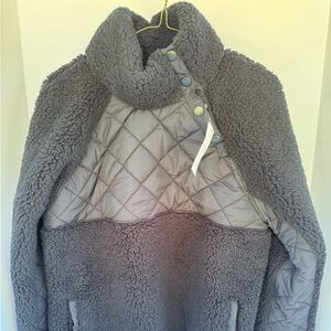 Abercrombie & Fitch Gray Teddy Jacket with Quilted Sherpa Design